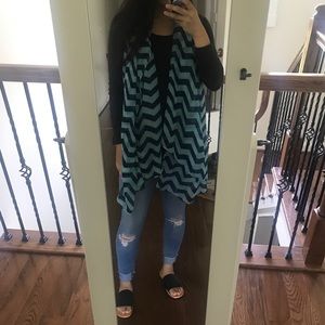 Navy and sky blue chevron scarf